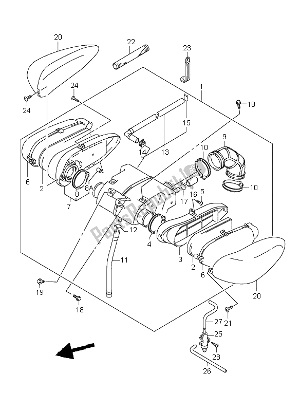 All parts for the Air Cleaner of the Suzuki VL 250 Intruder 2004