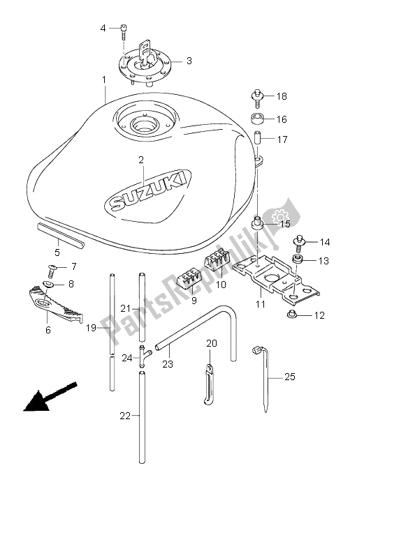 All parts for the Fuel Tank of the Suzuki GSF 1200 NSZ Bandit 2004