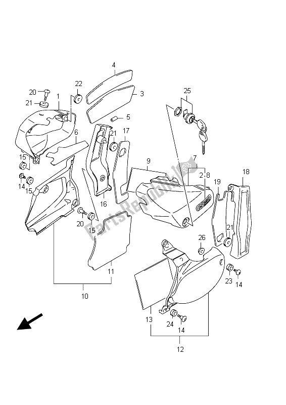 All parts for the Frame Cover (vz800 E02) of the Suzuki VZ 800 Intruder 2012