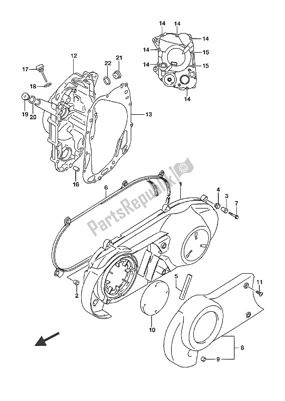 Tutte le parti per il Coperchio Del Carter del Suzuki UH 125A Burgman 2016