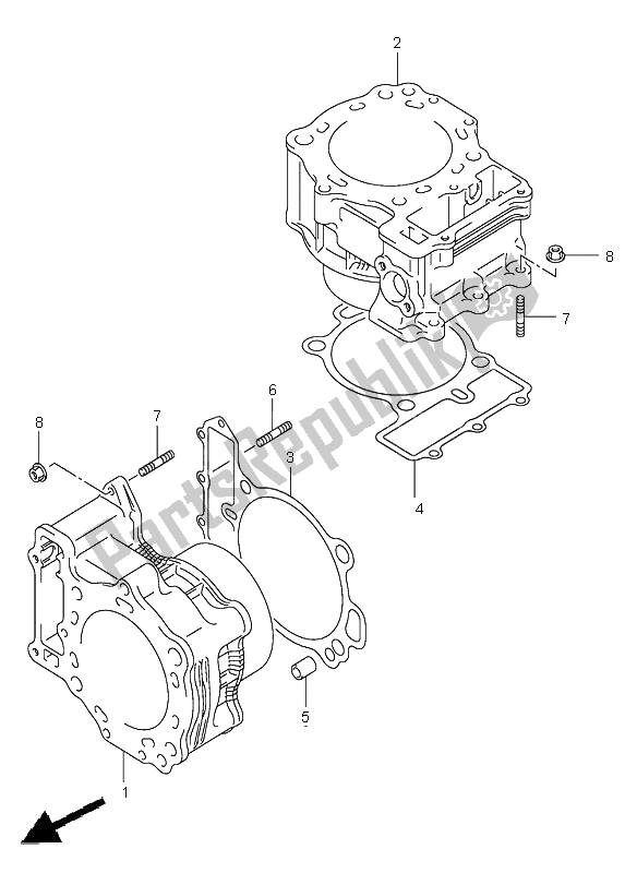 All parts for the Cylinder of the Suzuki DL 1000 V Strom 2005