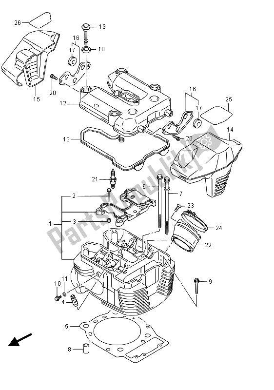 All parts for the Cylinder Head (front)(vzr1800bz E02) of the Suzuki VZR 1800 BZ M Intruder 2015