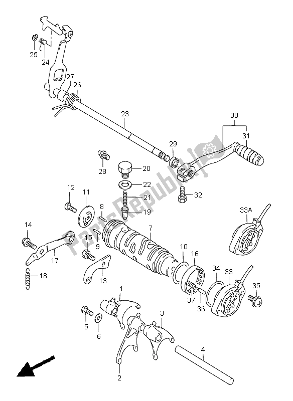 Toutes les pièces pour le Changement De Vitesse du Suzuki GS 500E 1998