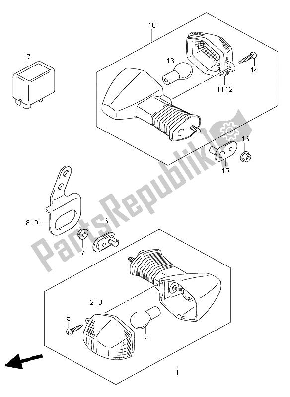 All parts for the Turn Signal Lamp of the Suzuki DR Z 400S 2003