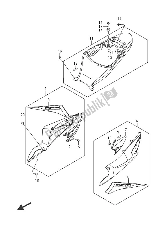 All parts for the Frame Cover (ysf) of the Suzuki GSX R 750 2016