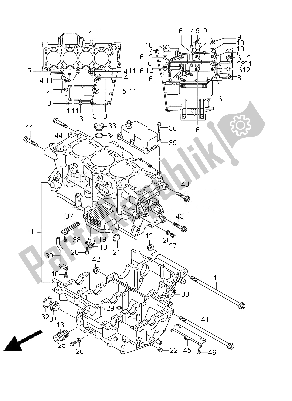 All parts for the Crankcase of the Suzuki GSX R 1000Z 2010
