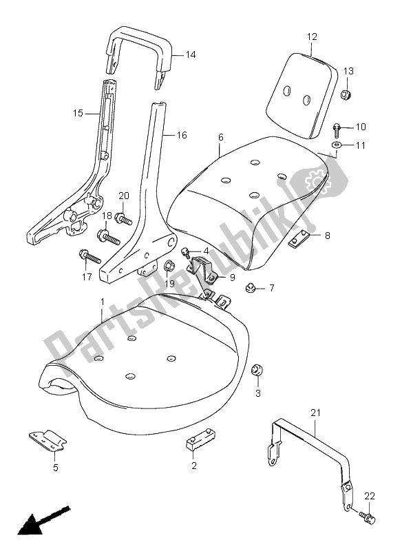 Todas as partes de Assento do Suzuki VS 1400 Intruder 2001
