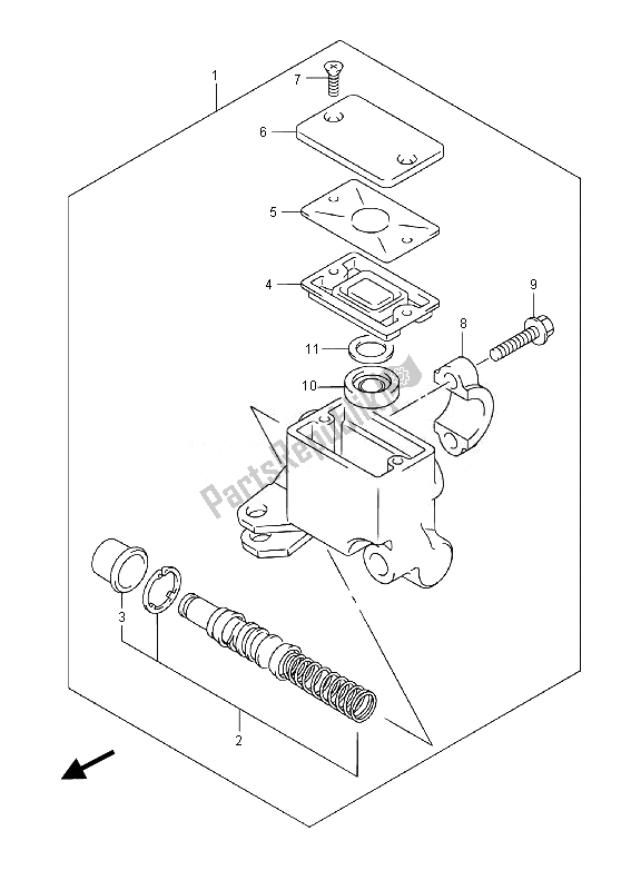 All parts for the Front Master Cylinder of the Suzuki LT A 400 FZ Kingquad ASI 4X4 2014