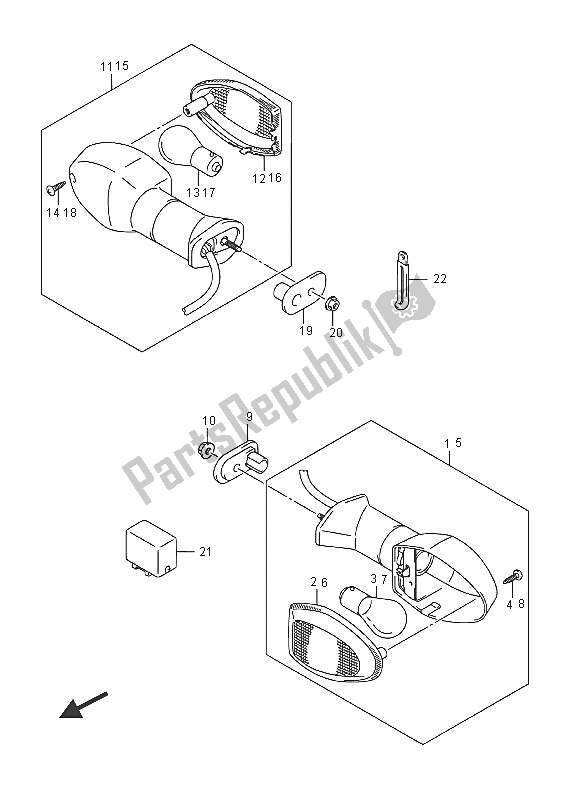 Tutte le parti per il Indicatore Di Direzione del Suzuki GSX 1250 FA 2016