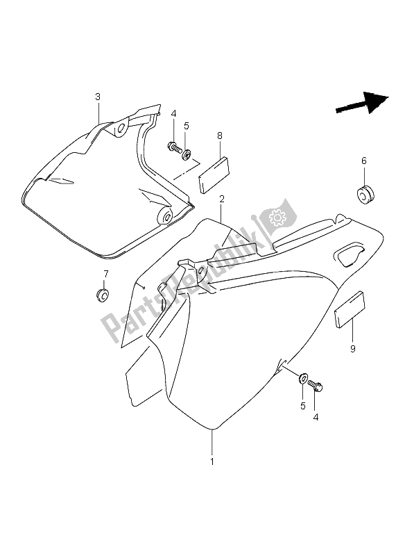 All parts for the Frame Cover of the Suzuki DR Z 400S 2004