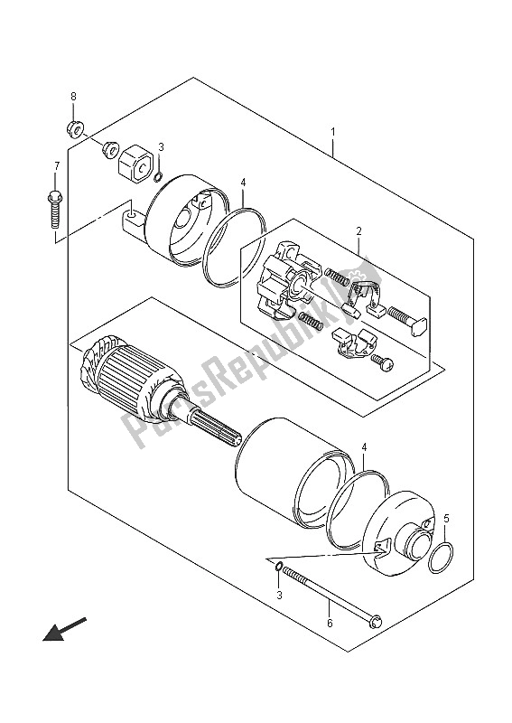 All parts for the Starting Motor of the Suzuki LT A 750 XZ Kingquad AXI 4X4 2016
