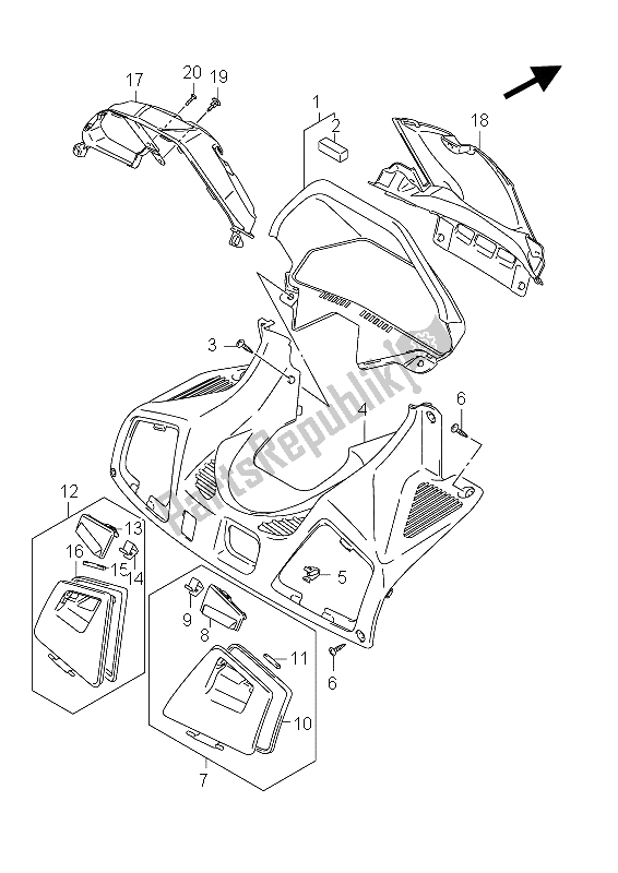 All parts for the Meter Panel (an650a E02) of the Suzuki AN 650A Burgman Executive 2012