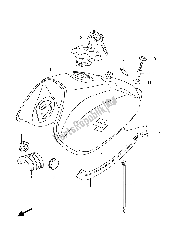 All parts for the Fuel Tank of the Suzuki RV 125 2015