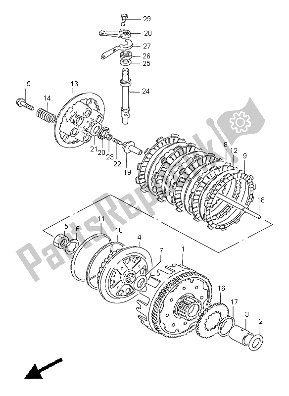 All parts for the Clutch of the Suzuki GN 250E 1996