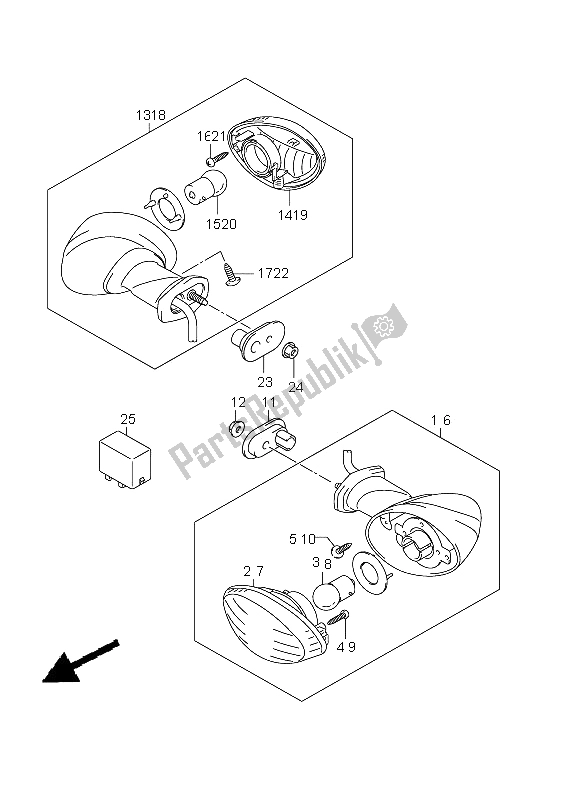 Alle onderdelen voor de Richtingaanwijzer Lamp (gsf1250 E21) van de Suzuki GSF 1250A Bandit 2011