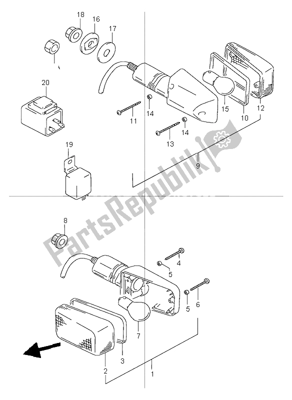 All parts for the Turn Signal Lamp of the Suzuki TR 50S Street Magic 1998