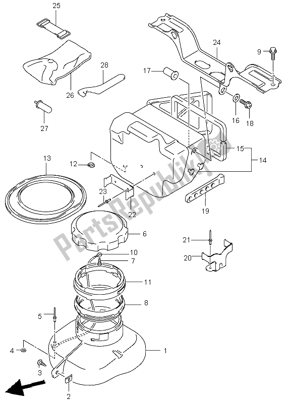 All parts for the Rear Box of the Suzuki LT A 500F Vinson 4X4 2002