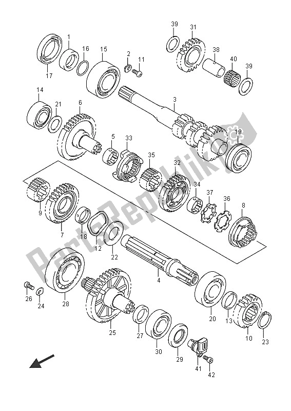 All parts for the Transmission (2) of the Suzuki LT A 500 XP Kingquad AXI 4X4 2016