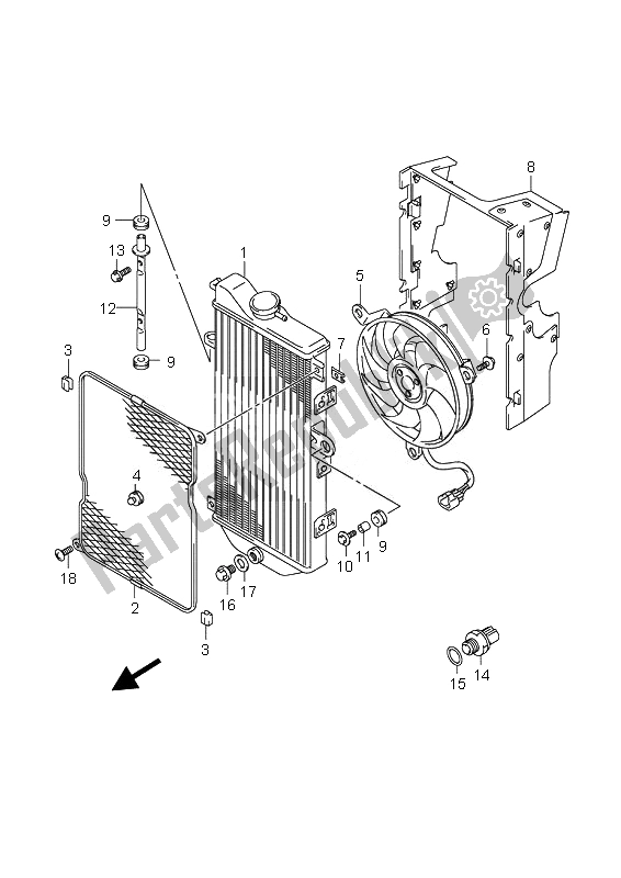 All parts for the Radiator of the Suzuki AN 650A Burgman Executive 2010