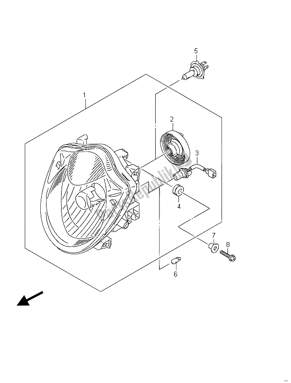 All parts for the Headlamp (gsf650a) of the Suzuki GSF 650 Sasa Bandit 2011