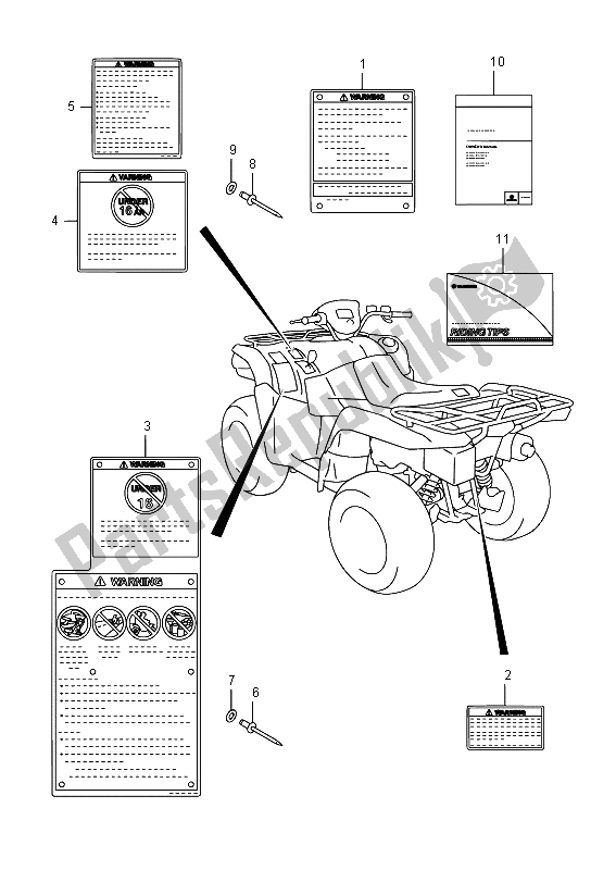 Toutes les pièces pour le étiquette du Suzuki LT A 750 XZ Kingquad AXI 4X4 2015