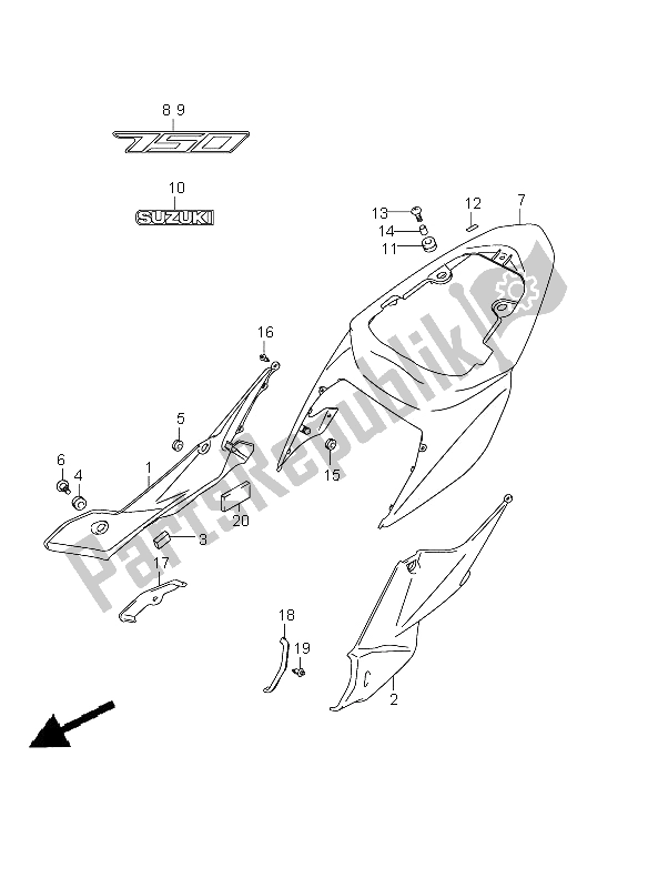 Toutes les pièces pour le Couverture De Cadre du Suzuki GSR 750 2011