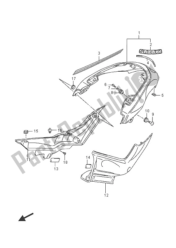 All parts for the Rear Fender (for Bbd)(vzr1800bz E19) of the Suzuki VZR 1800 BZ M Intruder 2016