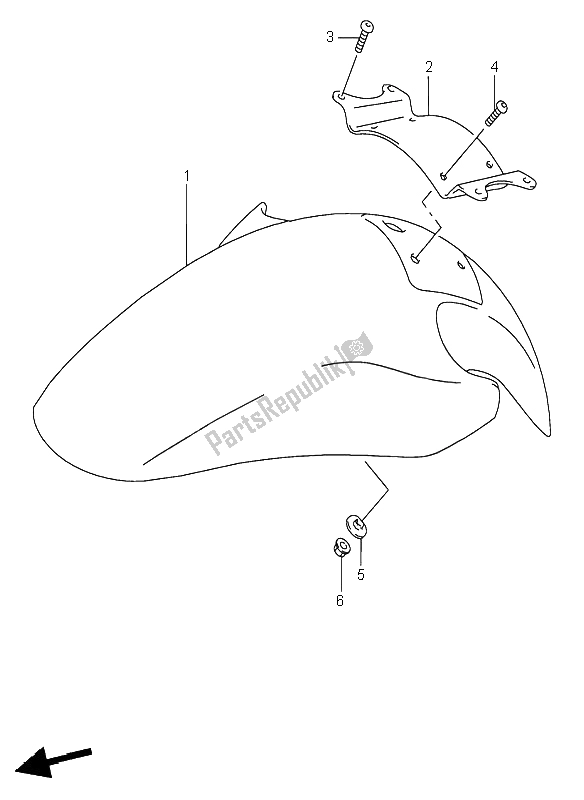 Tutte le parti per il Parafango Anteriore del Suzuki RF 600R 1997