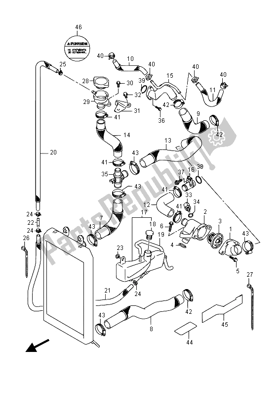 Tutte le parti per il Tubo Radiatore (e19) del Suzuki VL 1500T Intruder 2015