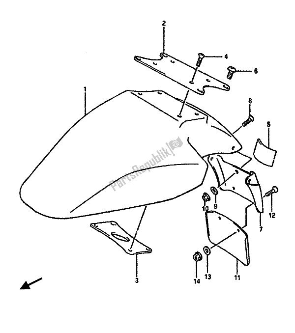 Todas as partes de Pára-lama Dianteiro do Suzuki GSX R 750 1989
