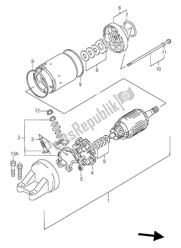 Tutte le parti per il Motore Di Avviamento del Suzuki GSX R 1100W 1998