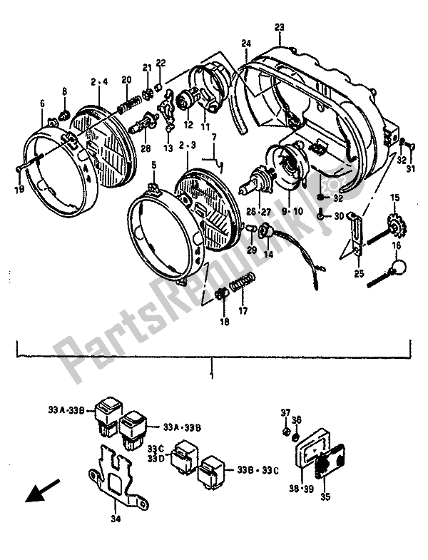 Todas las partes para Lámpara De Cabeza de Suzuki GSX R 1100 1986