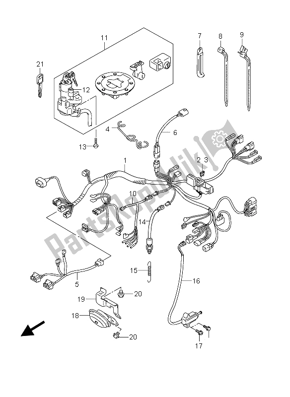 All parts for the Wiring Harness of the Suzuki GSX 600F 2004