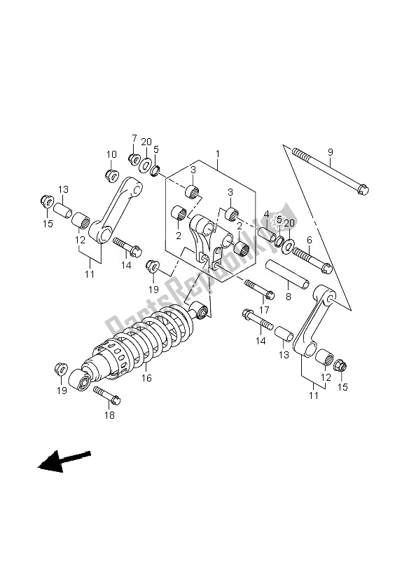 All parts for the Rear Cushion Lever of the Suzuki VZR 1800 Rnzr M Intruder 2010