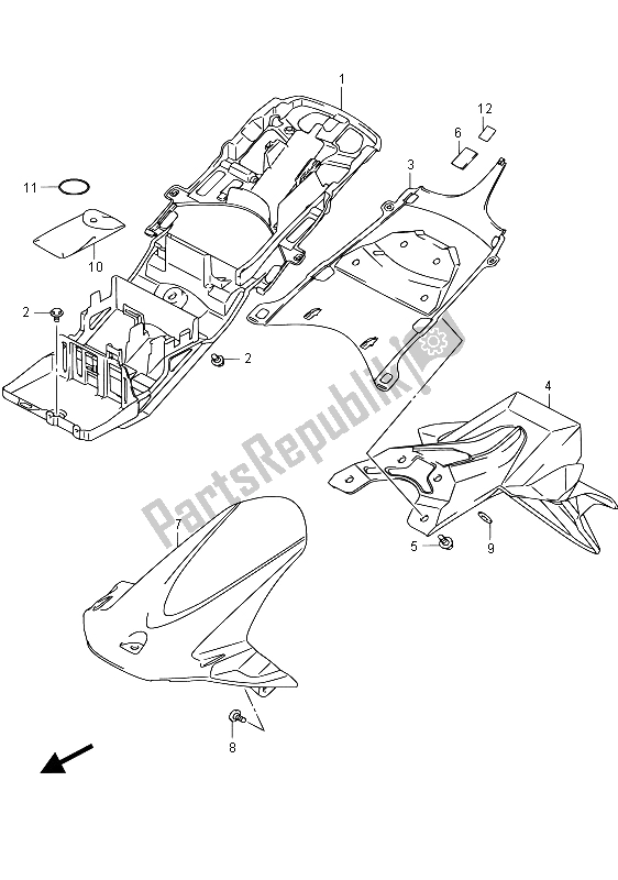 All parts for the Rear Fender (gsx-r600uf) of the Suzuki GSX R 600 2015