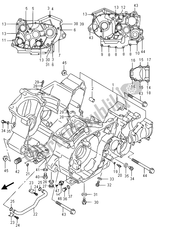 All parts for the Crankcase of the Suzuki VZ 800 Intruder 2015