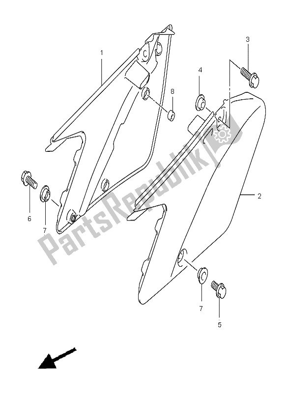 All parts for the Frame Cover of the Suzuki RM 250 2005