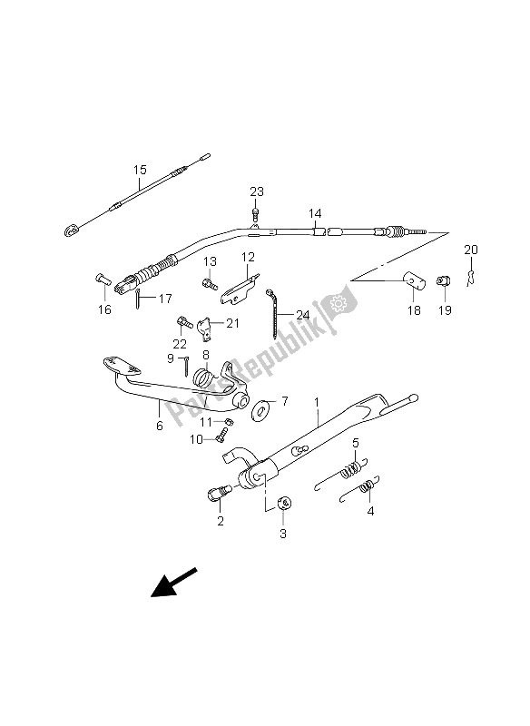 All parts for the Rear Brake of the Suzuki GZ 125 Marauder 2004