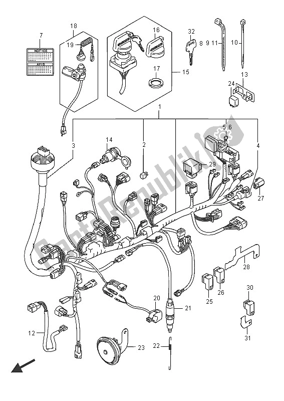 Tutte le parti per il Cablaggio Elettrico del Suzuki LT A 500X Kingquad AXI 4X4 2016