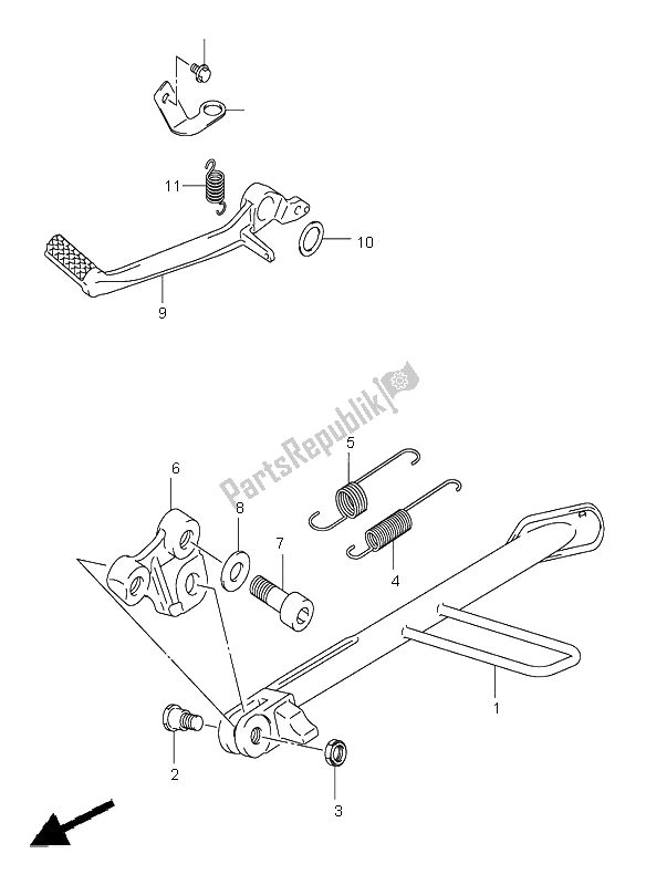 All parts for the Stand of the Suzuki SV 650 NS 2005