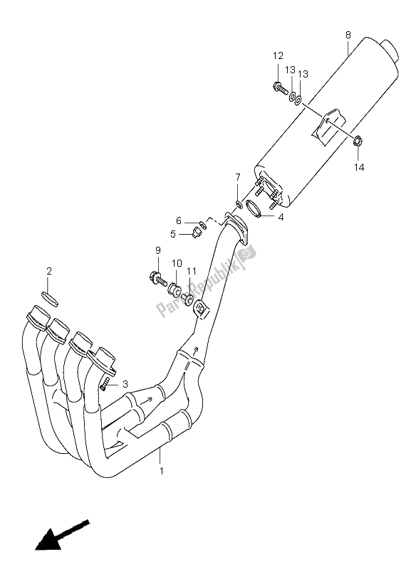 Todas as partes de Silencioso do Suzuki GSX R 750 2003