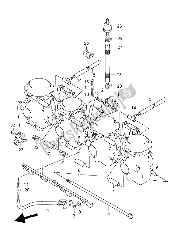 Alle onderdelen voor de Carburateur Fittingen van de Suzuki GSX 750F 2000