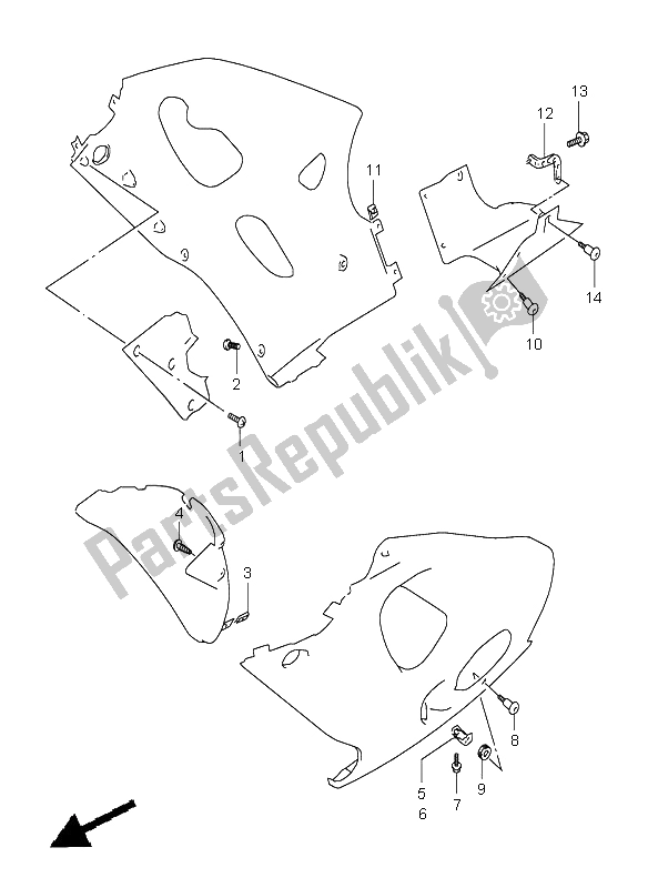 Tutte le parti per il Sotto Le Parti Di Installazione Del Corpo Del Cofano del Suzuki GSX R 600 1997