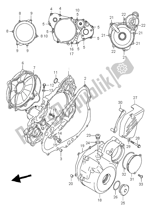 All parts for the Crankcase Cover (dr-z400e) of the Suzuki DR Z 400E 2004