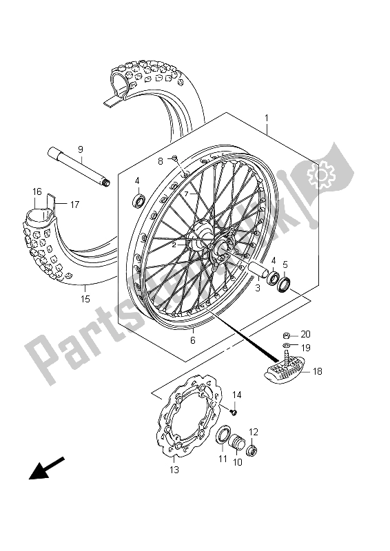 Tutte le parti per il Ruota Anteriore del Suzuki RMX 450Z 2012