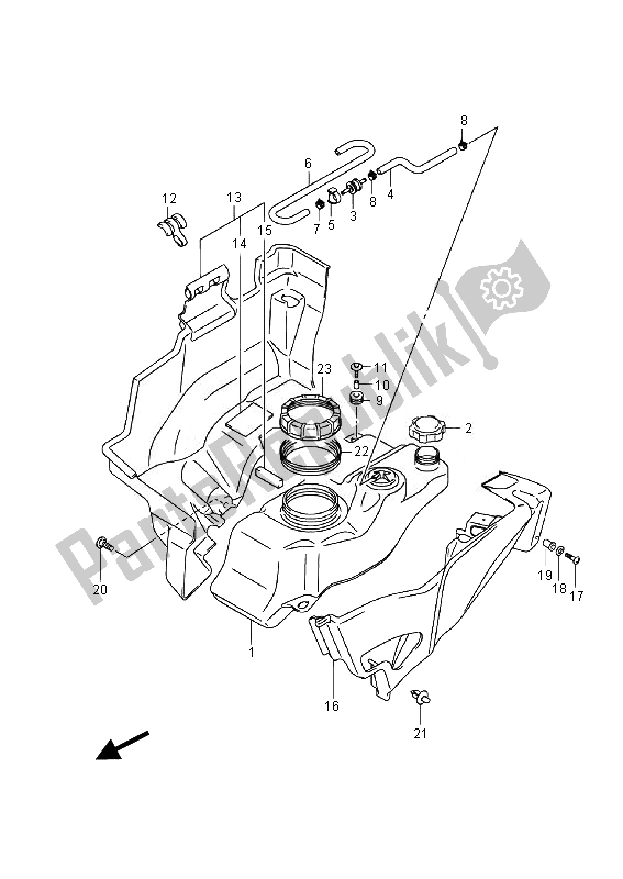 All parts for the Fuel Tank of the Suzuki LT A 500 XPZ Kingquad AXI 4X4 2014