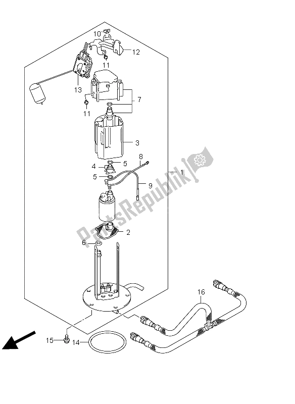 All parts for the Fuel Pump of the Suzuki DL 650A V Strom 2012