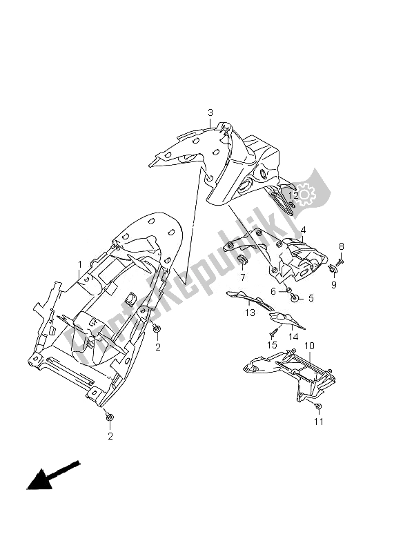 Tutte le parti per il Parafango Posteriore del Suzuki SFV 650A Gladius 2010