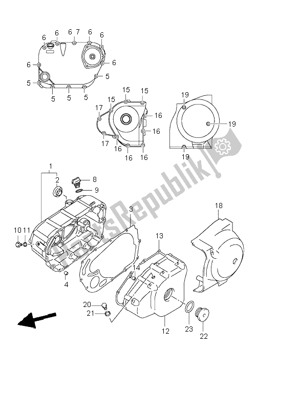 Tutte le parti per il Coperchio Del Carter del Suzuki VL 250 Intruder 2000