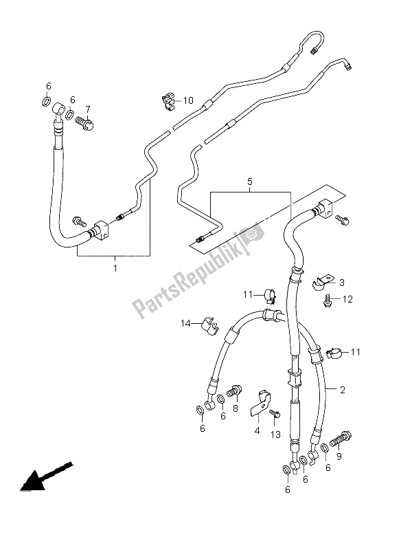 All parts for the Front Brake Hose (sv650a-au-sa-sua) of the Suzuki SV 650 Nsnasa 2009